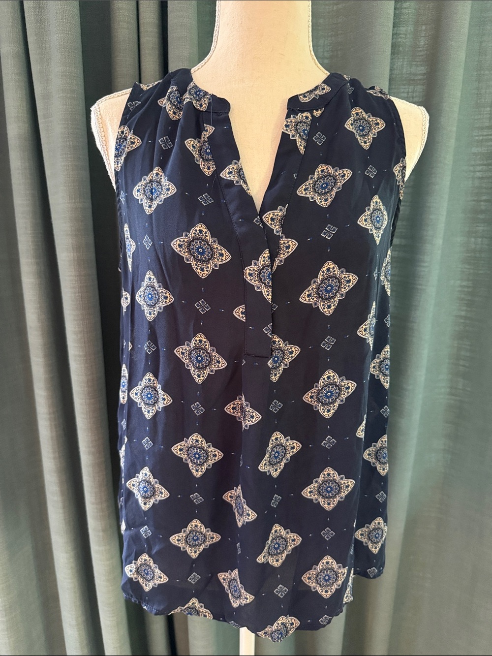 Philosophy Navy Blue Sleeveless Printed Camisole
